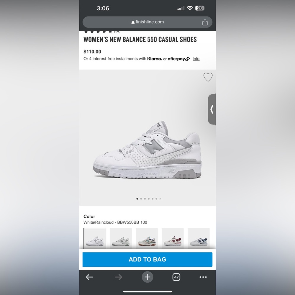 NWT NEW BALANCE 550 WHITE